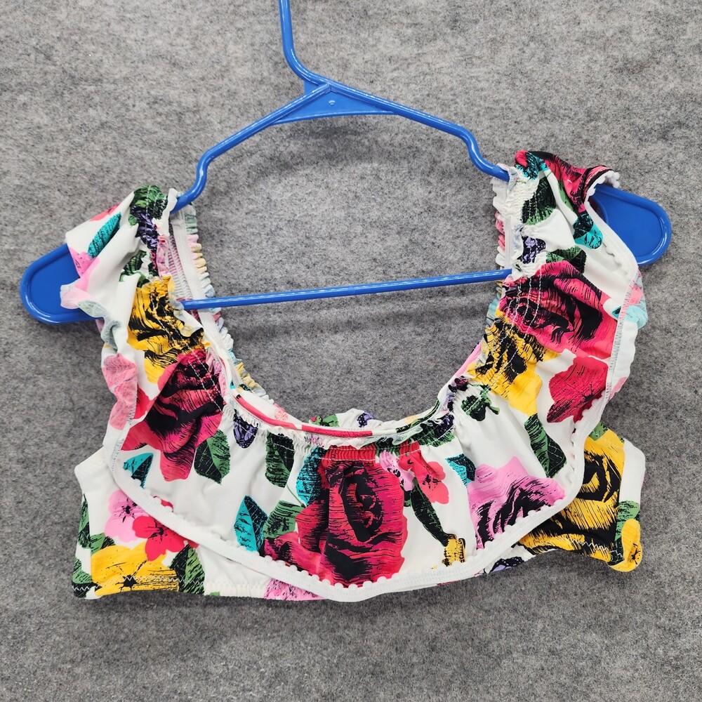 Vera Bradley Bikini Top Womens Large 12/14 White Floral Off Shoulder